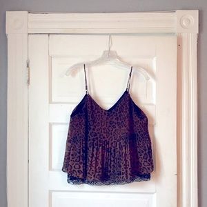 Spaghetti strap cheetah print tank top
